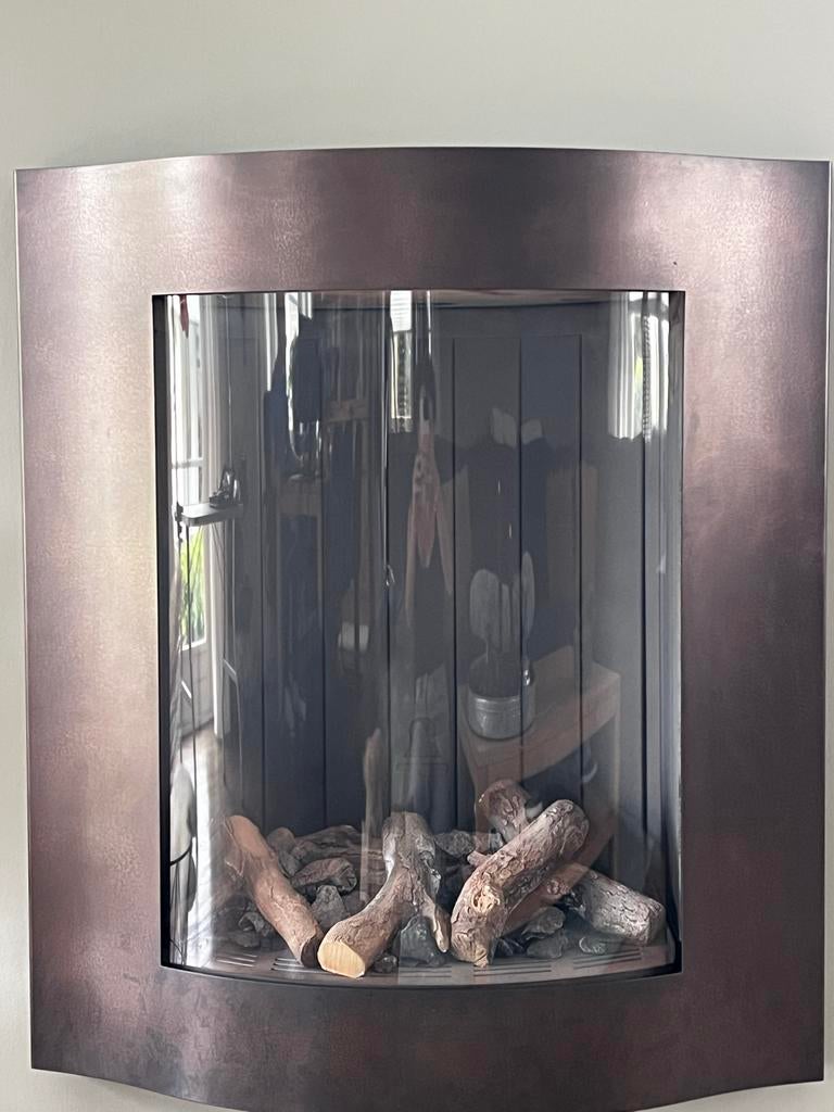 Bellfires gashaard met koperen lijst en afstandsbediening, Ophalen of Verzenden, Gebruikt, Inbouwhaard, Gashaard