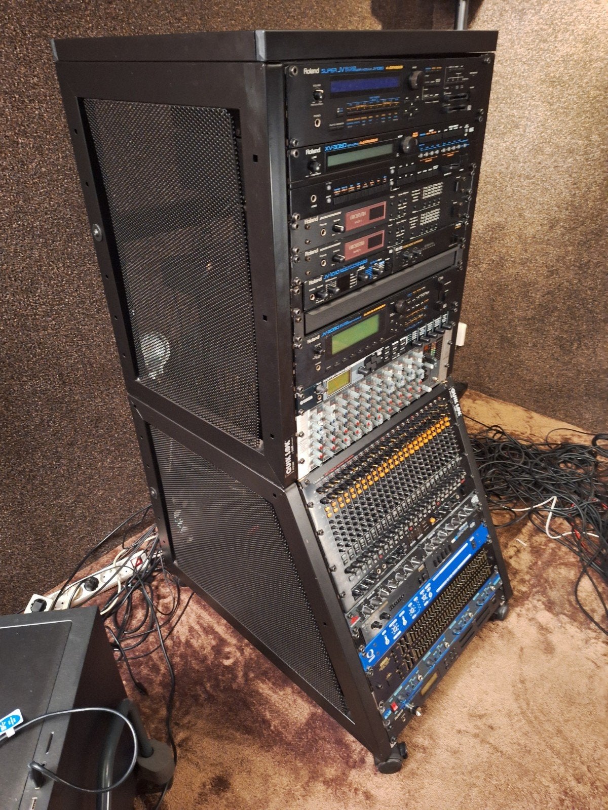 QuikLok 19"  Studio Rack op wielen, 2 delen 16+11 units., Ophalen, Gebruikt, Overige instrumenten, Flightcase