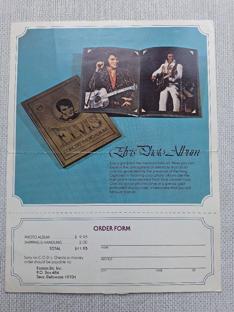 Bestelkaart concert boek Elvis Presley 1970, Ophalen of Verzenden, Zo goed als nieuw, Boek, Tijdschrift of Artikel