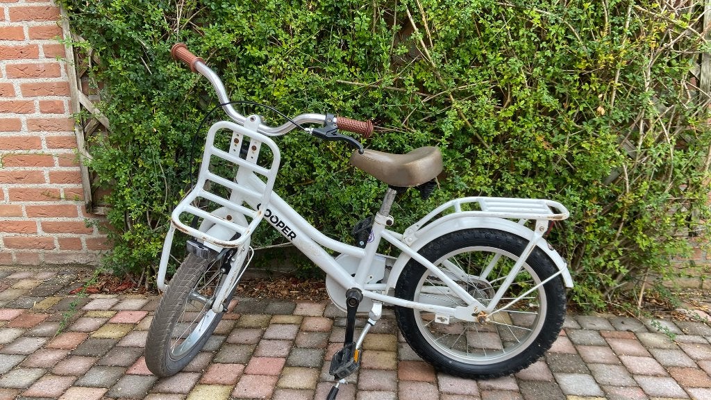 Kinderfietsje wit merk cooper 16 inch, Ophalen, Gebruikt, 16 tot 20 inch