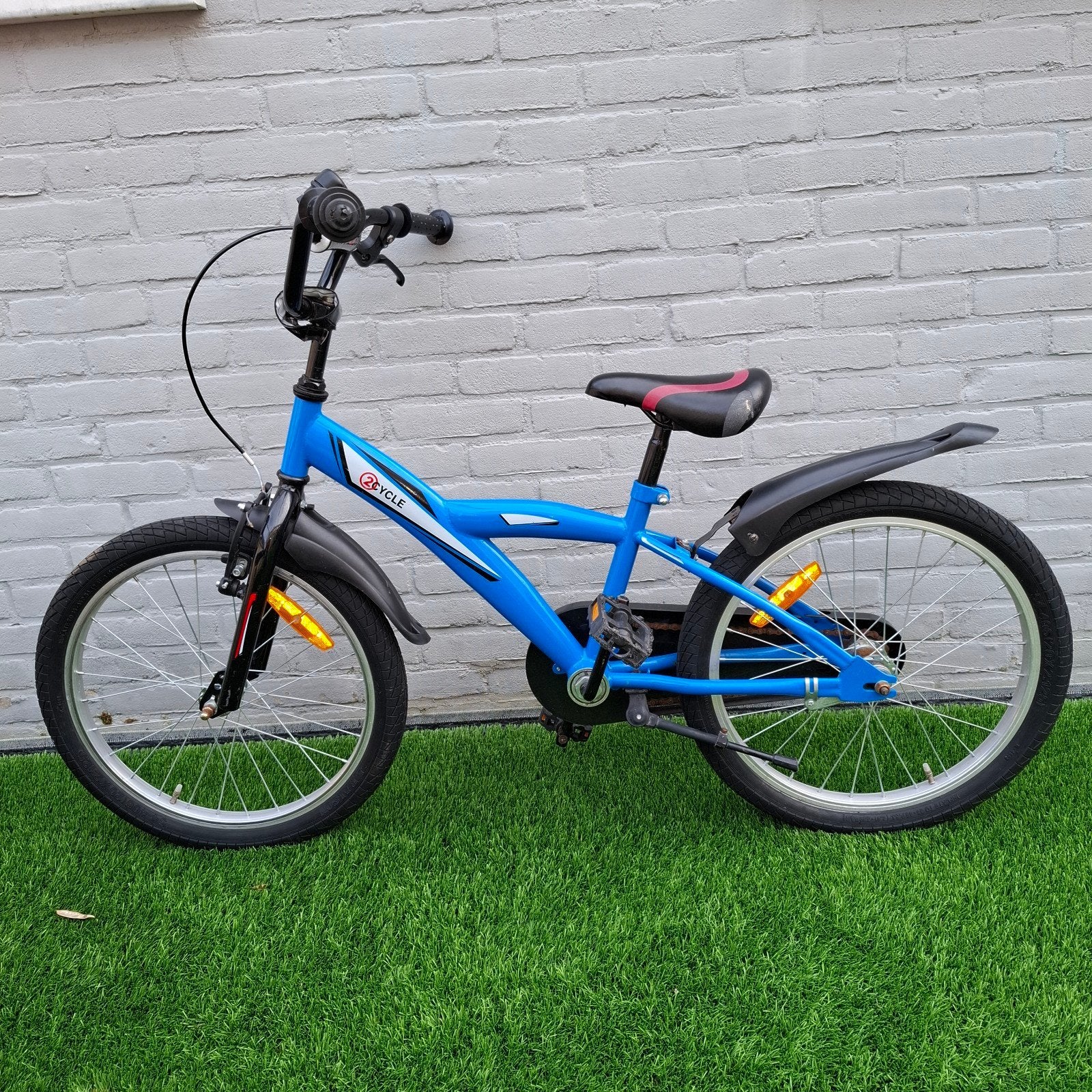 Stoere jongens fiets., Terugtraprem, Gebruikt, Handrem, 20 inch