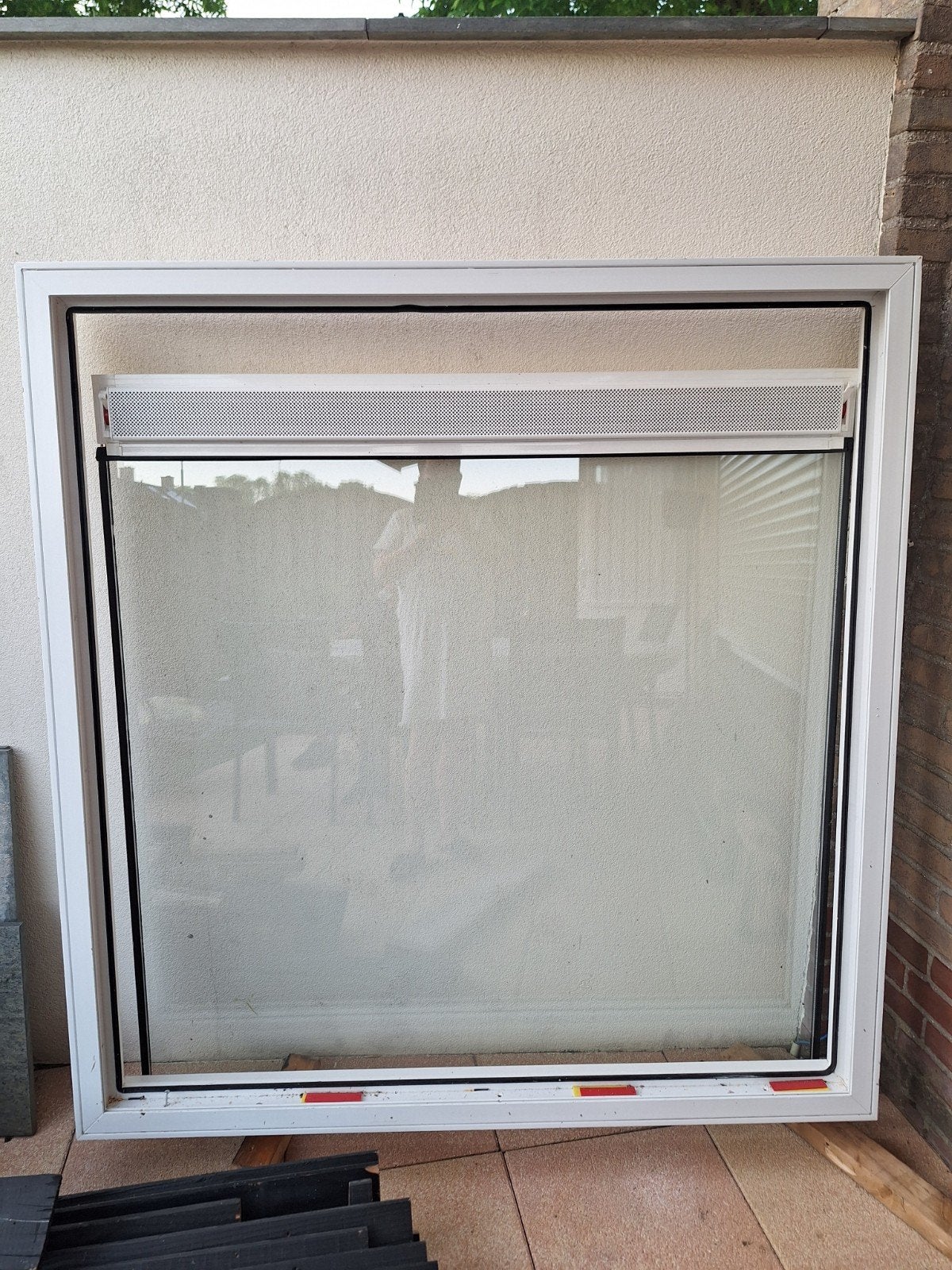 Kunststof kozijn met dubbelglas en ventilatierooster, Gevelraam of Ruit, Gebruikt, 80 tot 120 cm, 80 tot 120 cm