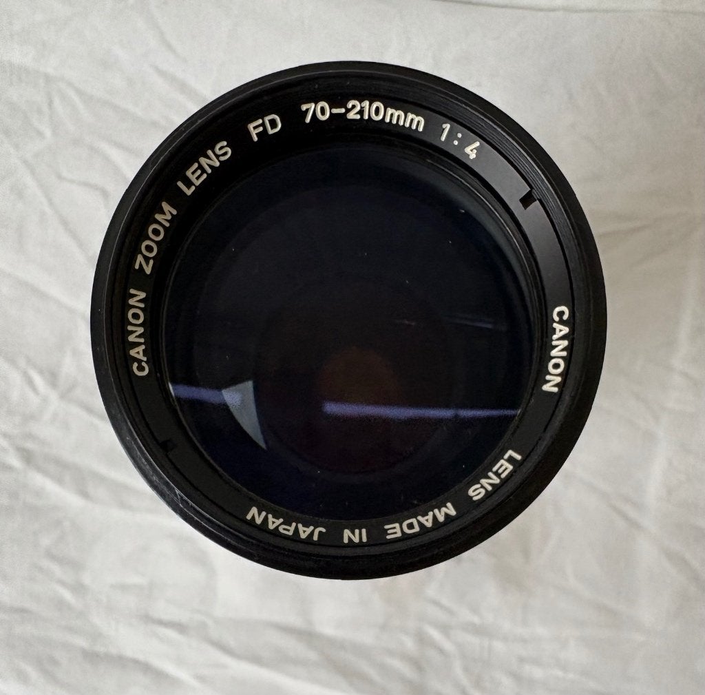 Canon FD 70-210mm 1:4, Audio, Tv en Foto, Gebruikt, Canon, 210 mm, Beschermhoes/tas