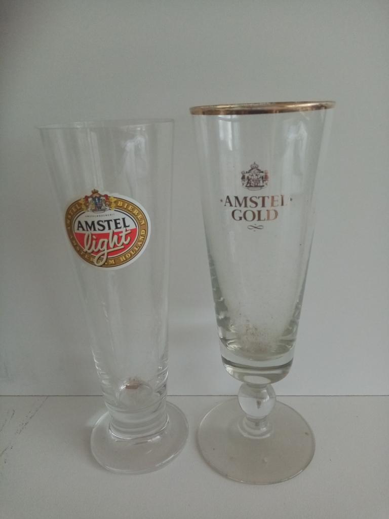2 Amstel bier voetglazen, Verzamelen, Ophalen of Verzenden, Zo goed als nieuw, Glas of Glazen, Amstel