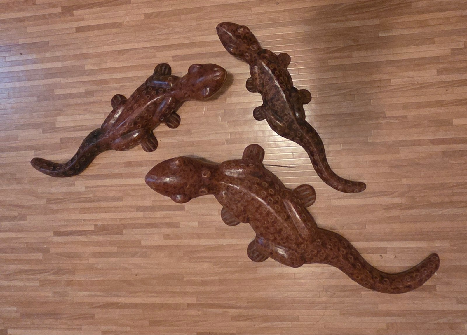 3 stenen salamander beeldjes, Ophalen, Zo goed als nieuw
