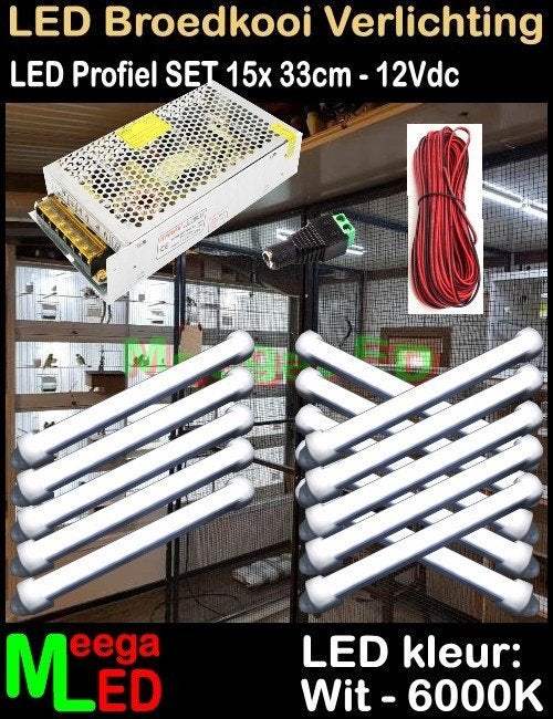 LED profiel strip SET 15x 33cm Broedkooi Kweekkooi Vogelkooi, Dieren en Toebehoren, Ophalen of Verzenden, Nieuw, Aluminium, Broedkooi of Kweekkooi
