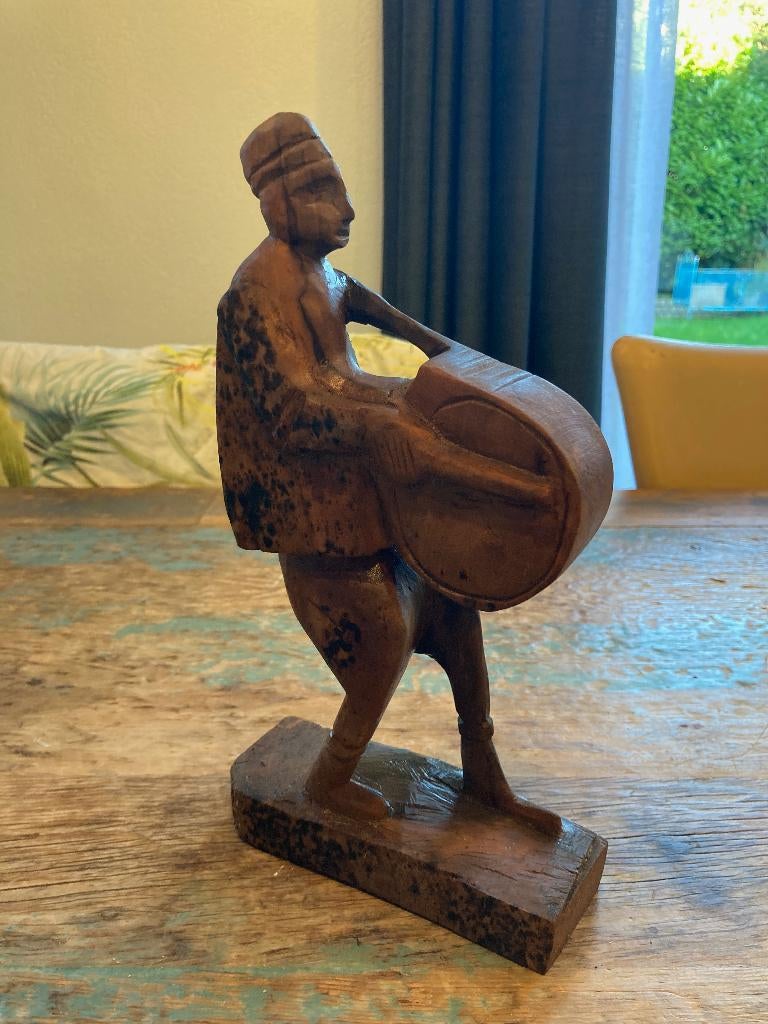 houten beeldje ,de muzikant, Verzamelen, Ophalen of Verzenden, Gebruikt, Mens
