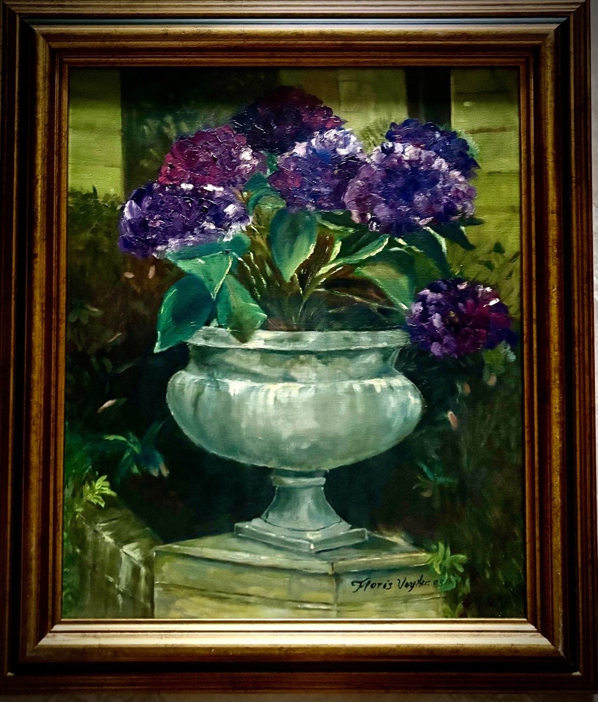Floris Verster 1861-1927 Hortensia's in vaas, gesigneerd, Bloemen, Doek, Realistisch, Ophalen of Verzenden