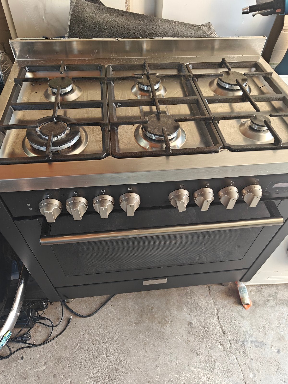 Pelgrim 6 pits gasfornuis met elektrische hetelucht oven enz, Ophalen, Grill, 4 kookzones, Zo goed als nieuw