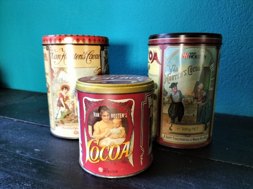 3 blikken Van Houten, Verzamelen, Blikken, Ophalen of Verzenden, Gebruikt, Overige, Overige merken