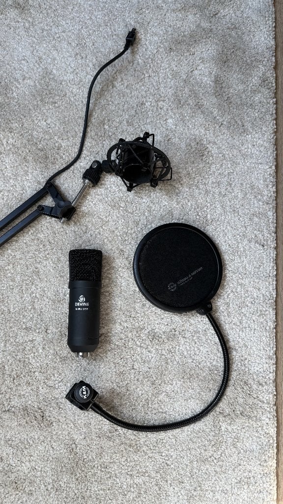 Devine M-mic microfoon set met standaard en popfilter, Ophalen of Verzenden, Zo goed als nieuw, Studiomicrofoon