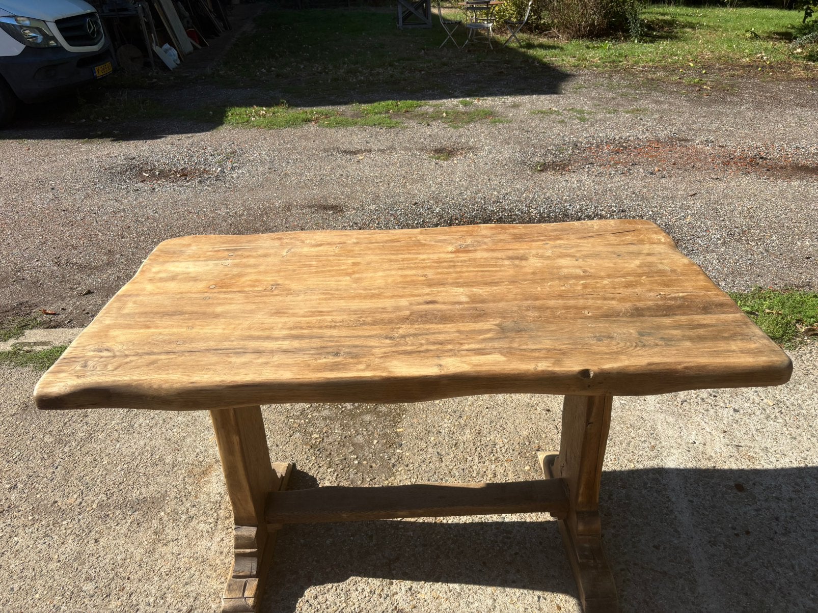 Oude eikenhouten klooster tafel of oude eiken bistro tafel, Ophalen