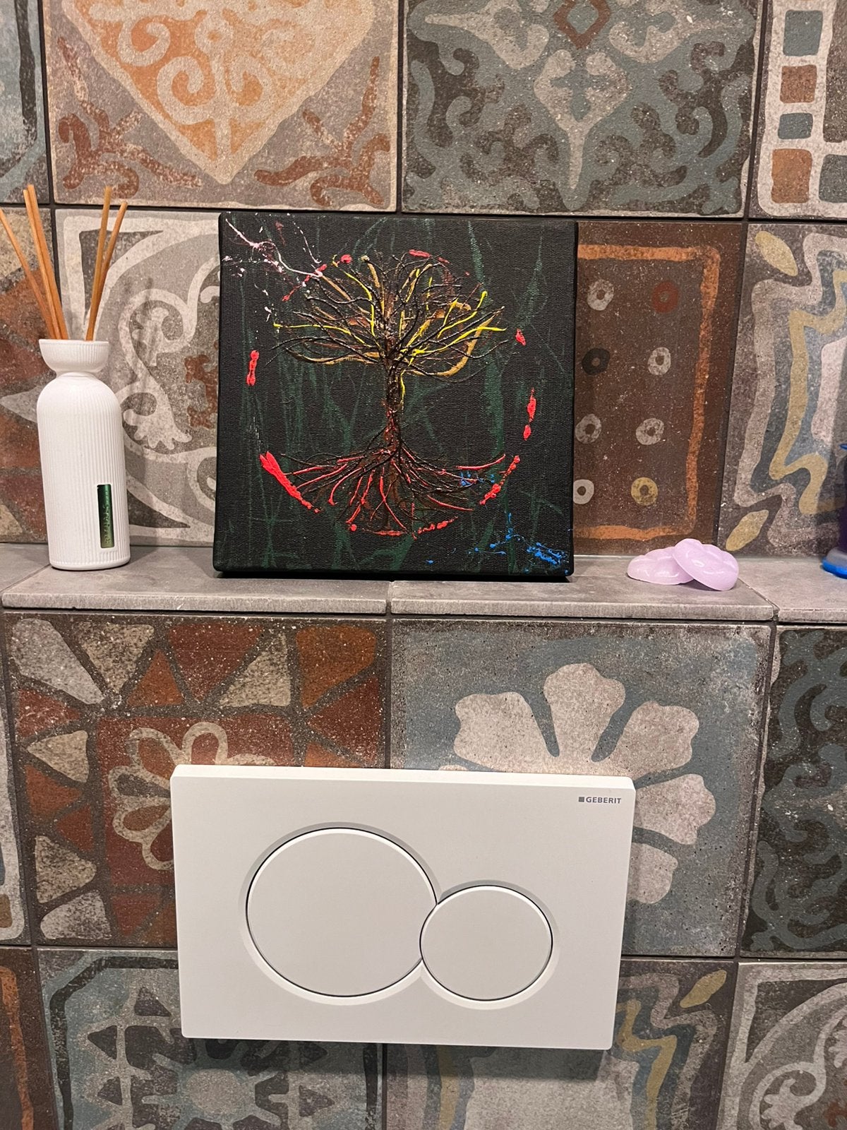 Acryl schilderytje op canvas- levensboom, Ophalen of Verzenden