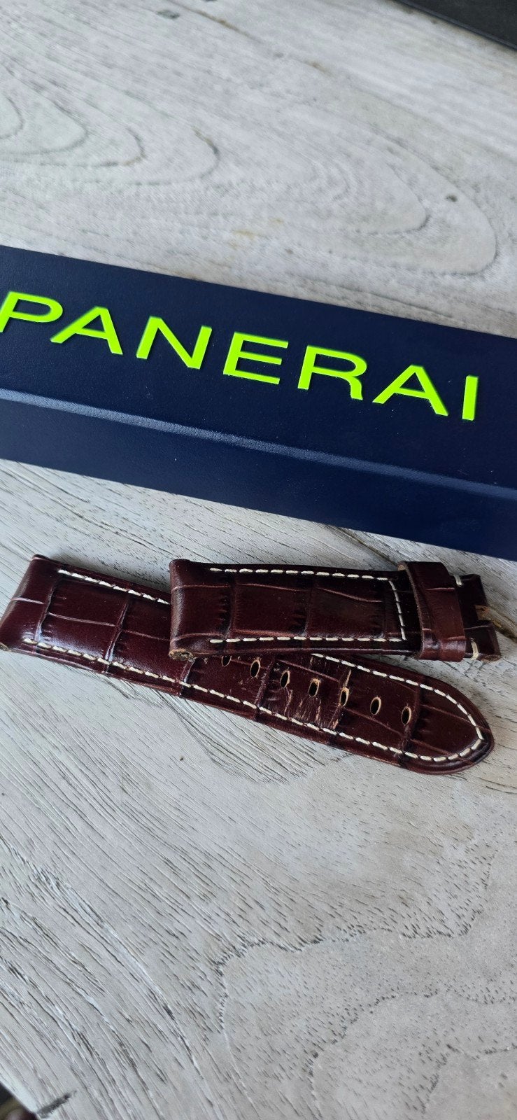 Panerai Donkerbruine Horlogeband 24mm - Zo goed als nieuw, Ophalen of Verzenden, Zo goed als nieuw, Leer, Overige merken