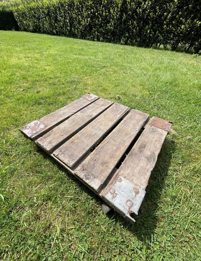 Bijzettafel houten pallet kar trolley transportkar hondje, Gebruikt, Ophalen of Verzenden, 75 cm of meer, 60 cm of meer