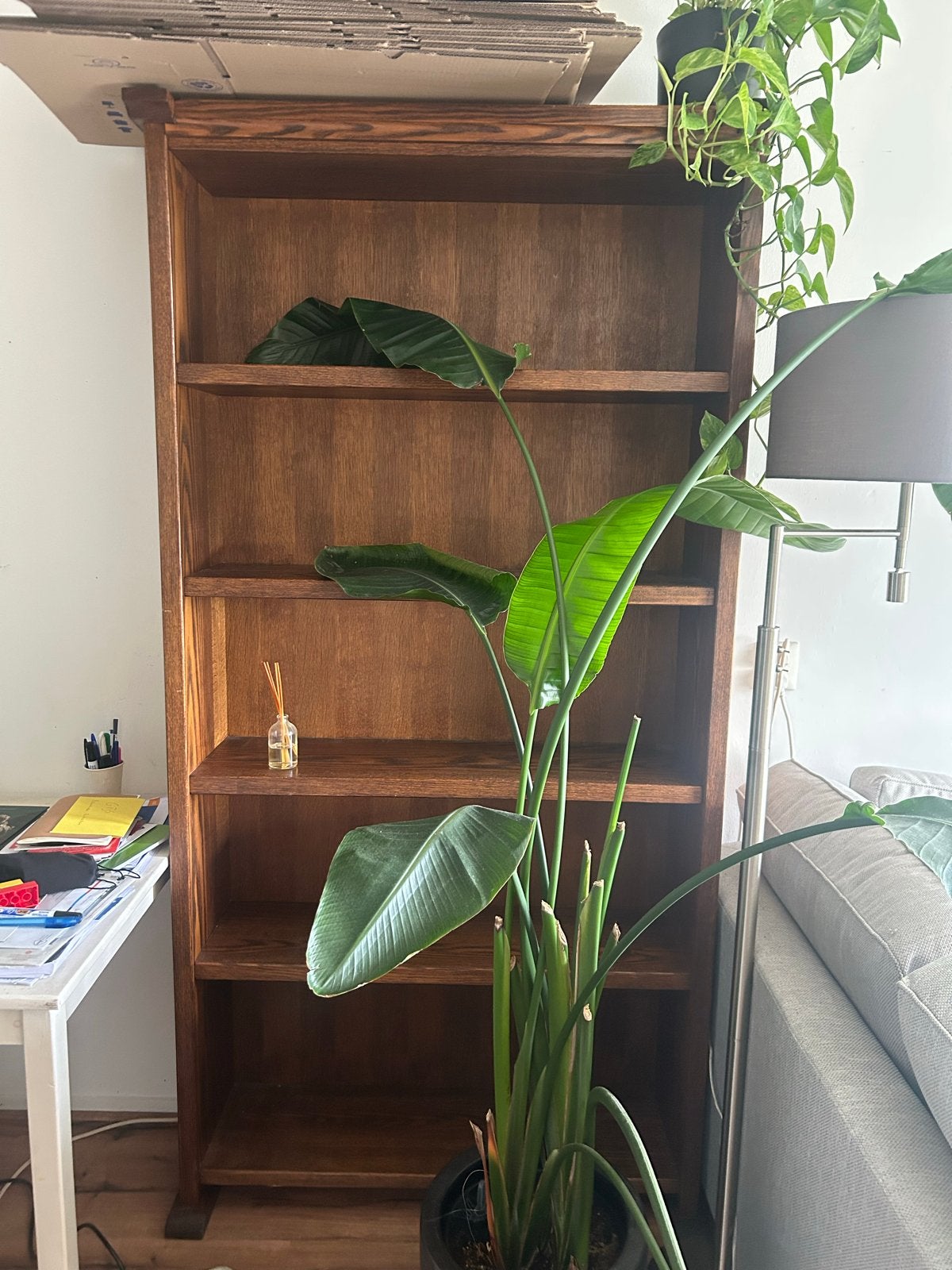 Massief eikenhouten boekenkast met 4 planken, Ophalen, Met plank(en), Gebruikt, Eikenhout