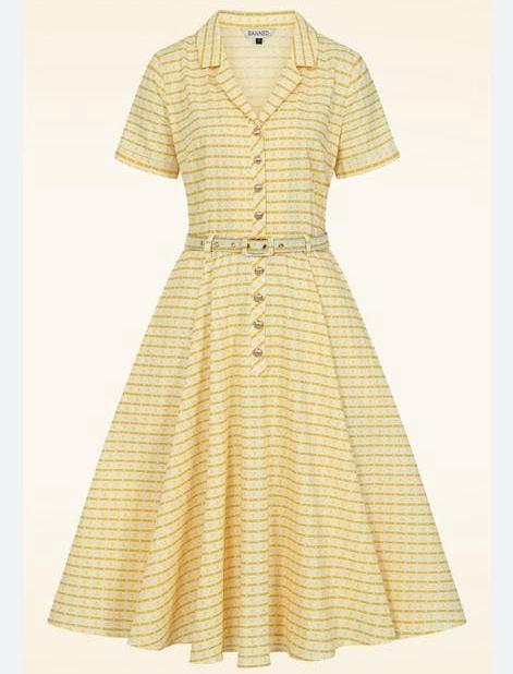 Prachtige retro jurk  katoen van Banned xl, Kleding | Dames, Jurken, Geel, Maat 46/48 (XL) of groter, Ophalen of Verzenden, Zo goed als nieuw
