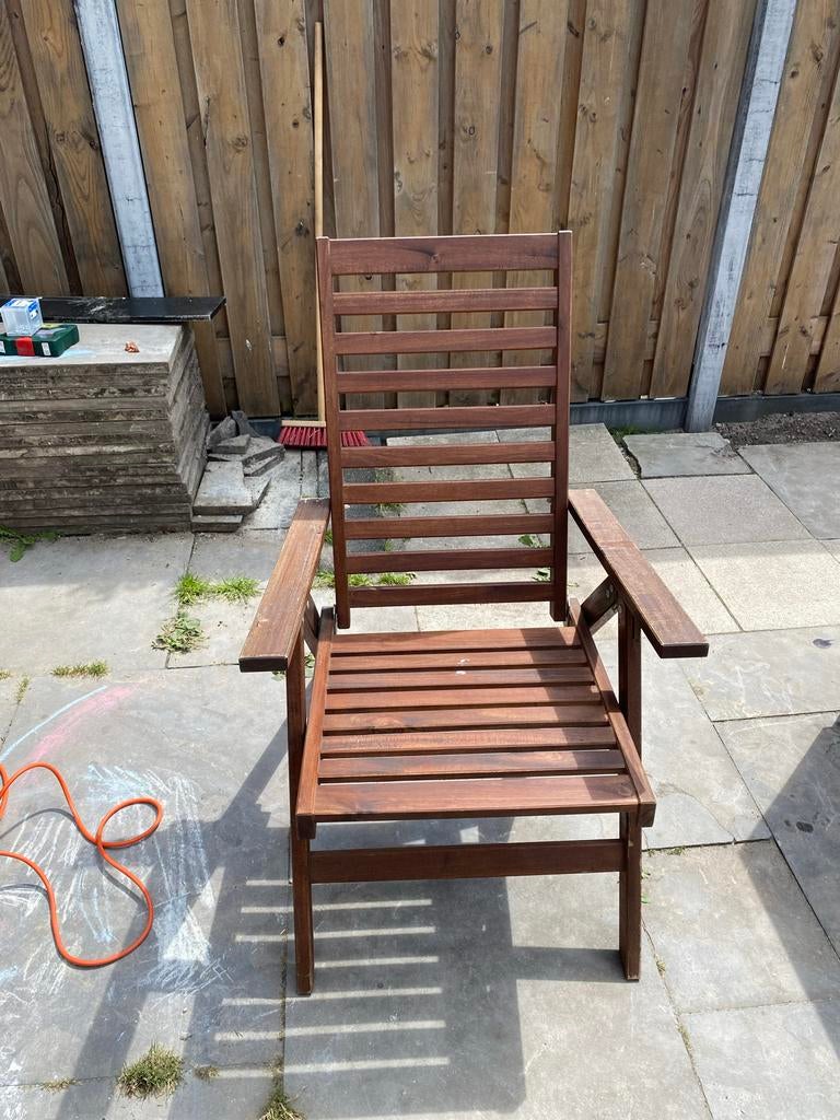 4 Verstelbare houten tuinstoel, Tuin en Terras, Ligbedden, Zo goed als nieuw, Hout, Inklapbaar, Ophalen
