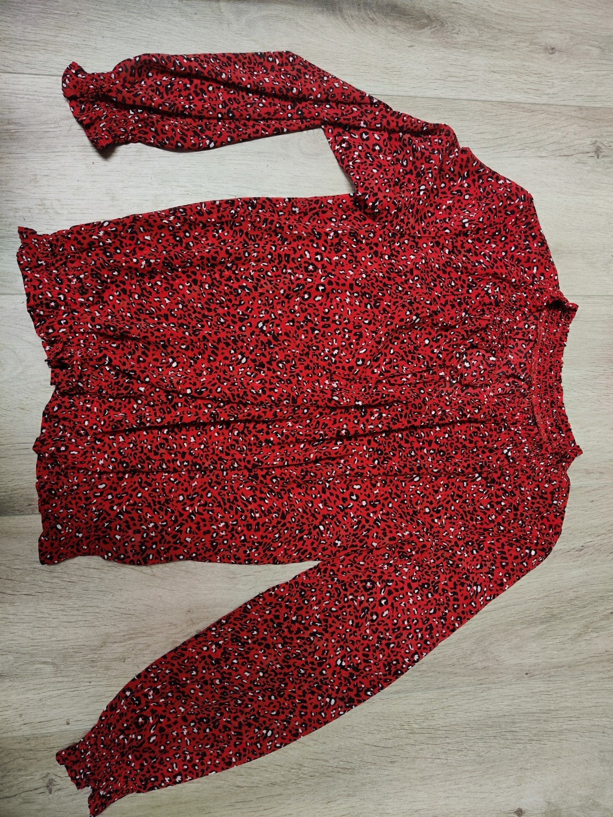 Leuke rode blouse tuniek met print - Maat M, Ophalen of Verzenden, Gedragen, Maat 38/40 (M), Rood