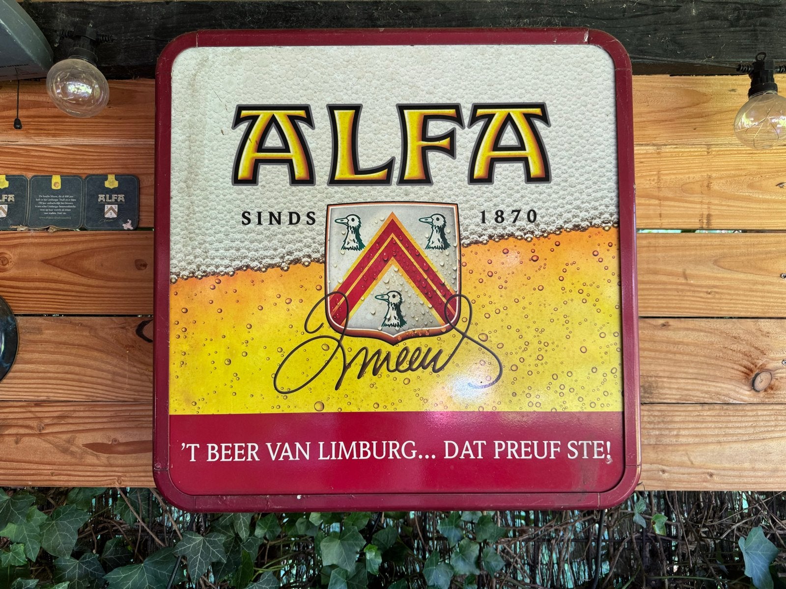 Lichtbak Alfabier met LED-verlichting - 65x65 cm, Verzamelen, Ophalen of Verzenden, Gebruikt