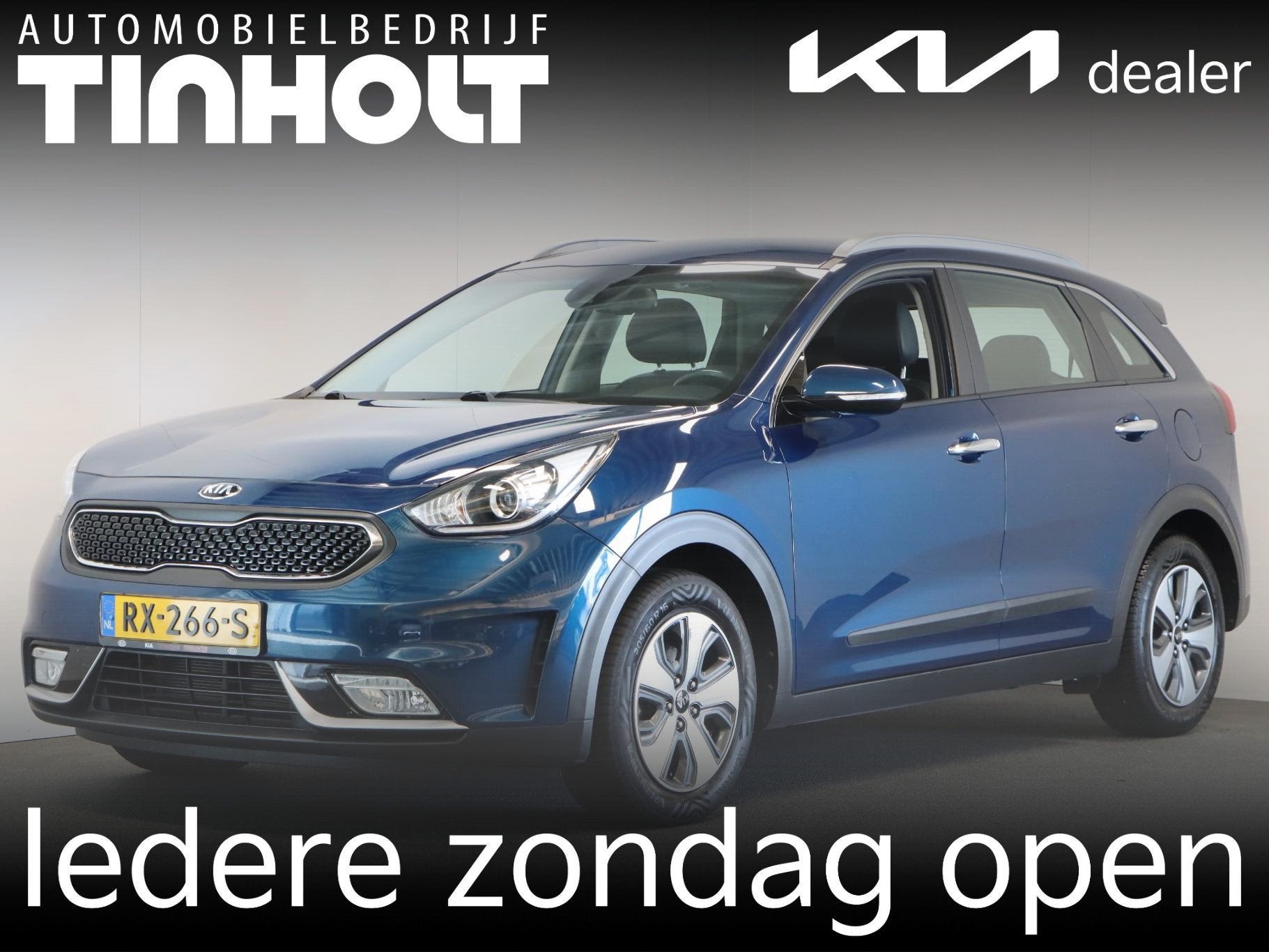 Kia Niro 1.6 GDi Hybrid DynamicLine, Auto's, Gebruikt, Euro 6, Blauw, Leder en Stof