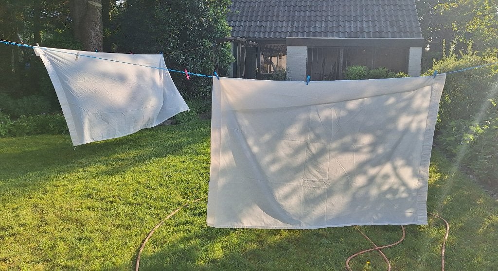 Witte inbetween gordijnen, breedte 150 cm, lengte 210 cm., 100 tot 150 cm, 200 cm of meer, Wit, Ophalen of Verzenden