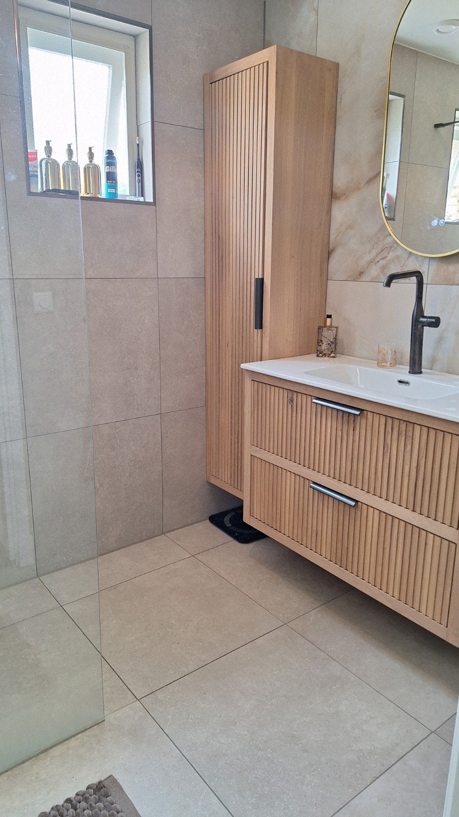 Wand/vloertegels te koop 60x60 betonlook zand, Ophalen, Overige typen, Nieuw, 50 tot 100 cm