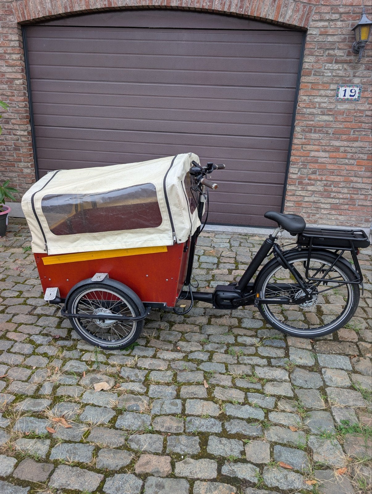 Elektrische bakfiets nl CargoTrike wide, 4 kinderen of meer, Gebruikt, Huif, Trommelrem