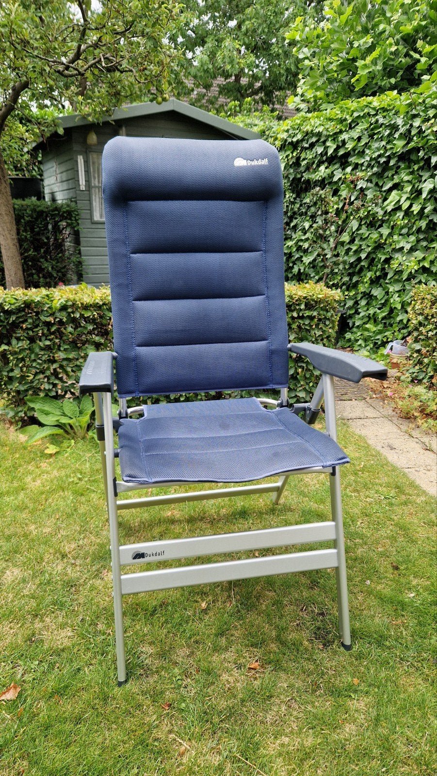Dukdalf Sublime Campingstoel Blauw - tot 160 kg, Ophalen, Zo goed als nieuw, Campingstoel