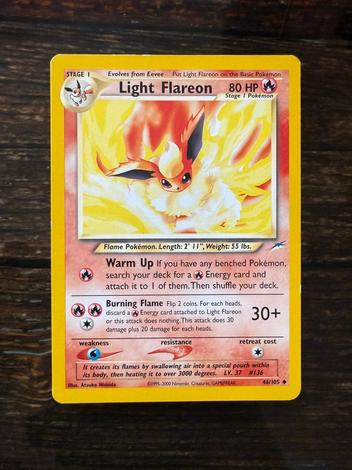 Pokémon Kaart: Light Flareon 46/105 (Neo Destiny), Ophalen of Verzenden, Gebruikt, Losse kaart
