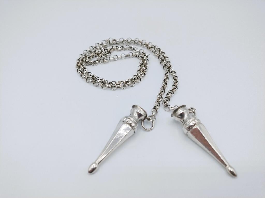 Zilveren jasseronketting met breipendoppen, van der Meulen,, Sieraden, Tassen en Uiterlijk, Antieke sieraden, Verzenden, Zilver
