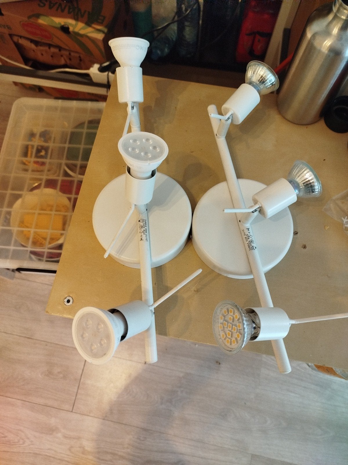 3-spots Tross van Ikea 5 stuks, Ophalen, Gebruikt, Plafondspot, Inclusief lichtbron