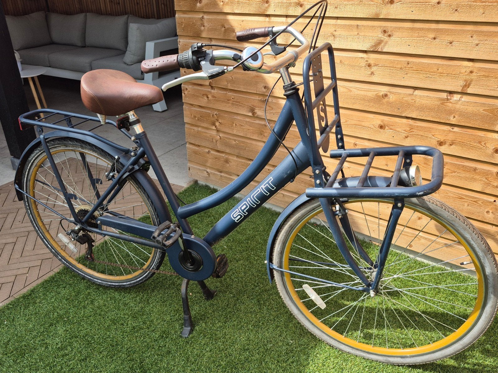 Spirit transportfiets met versnellingen en voordrager, Fietsen en Brommers, Fietsen | Dames | Damesfietsen, Gebruikt, Velgrem