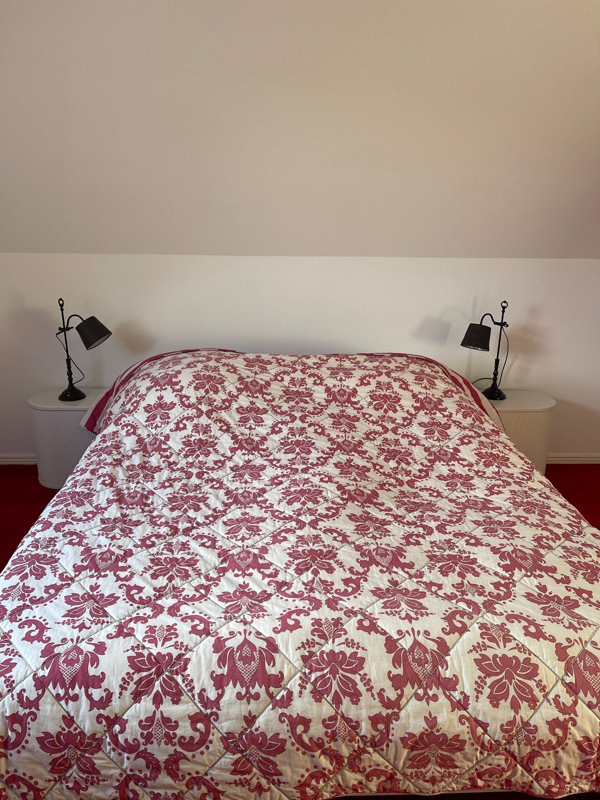 Sprei gestreept/gebloemd - 2.40x2.40m, Ophalen of Verzenden, Gebruikt, Sprei, Dubbelzijdig