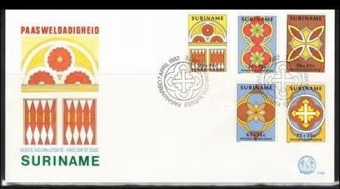 Suriname 1982 - FDC E59 - Paasweldadigheid, Ophalen of Verzenden
