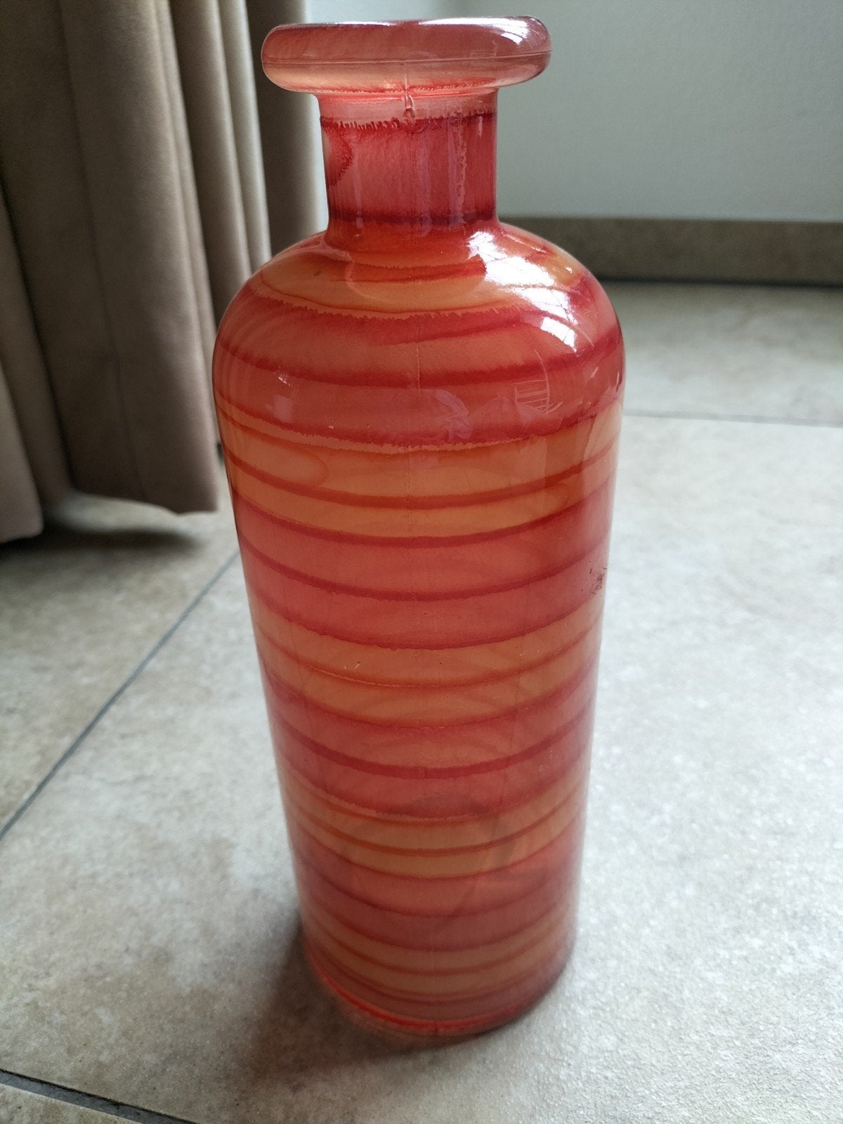 Vaas glas oranje., Antiek en Kunst, Ophalen