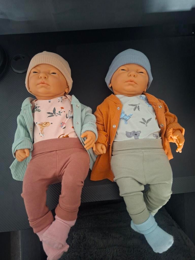 Realistische babypoppen tweeling  - Reborn look, Ophalen of Verzenden, Gebruikt, Babypop