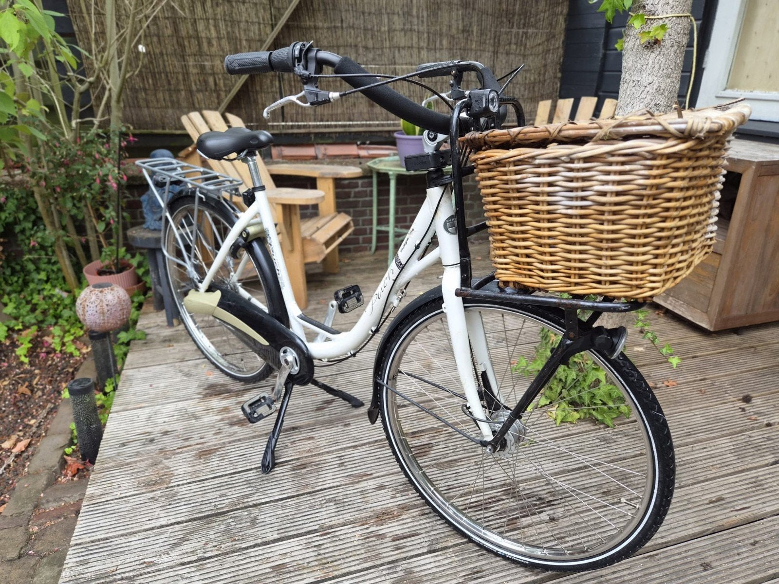 Puch Damesfiets 28 inch met mand en bagagedrager, Velgrem, Versnellingen, Ophalen, Overige merken