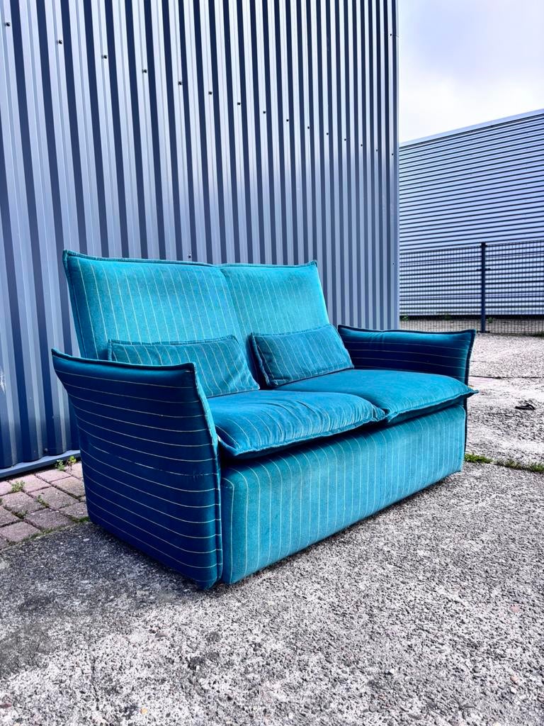 Vintage bank tweezits, Huis en Inrichting, Banken | Bankstellen, Gebruikt, Tweepersoons, Minder dan 150 cm, 75 tot 100 cm, Ophalen