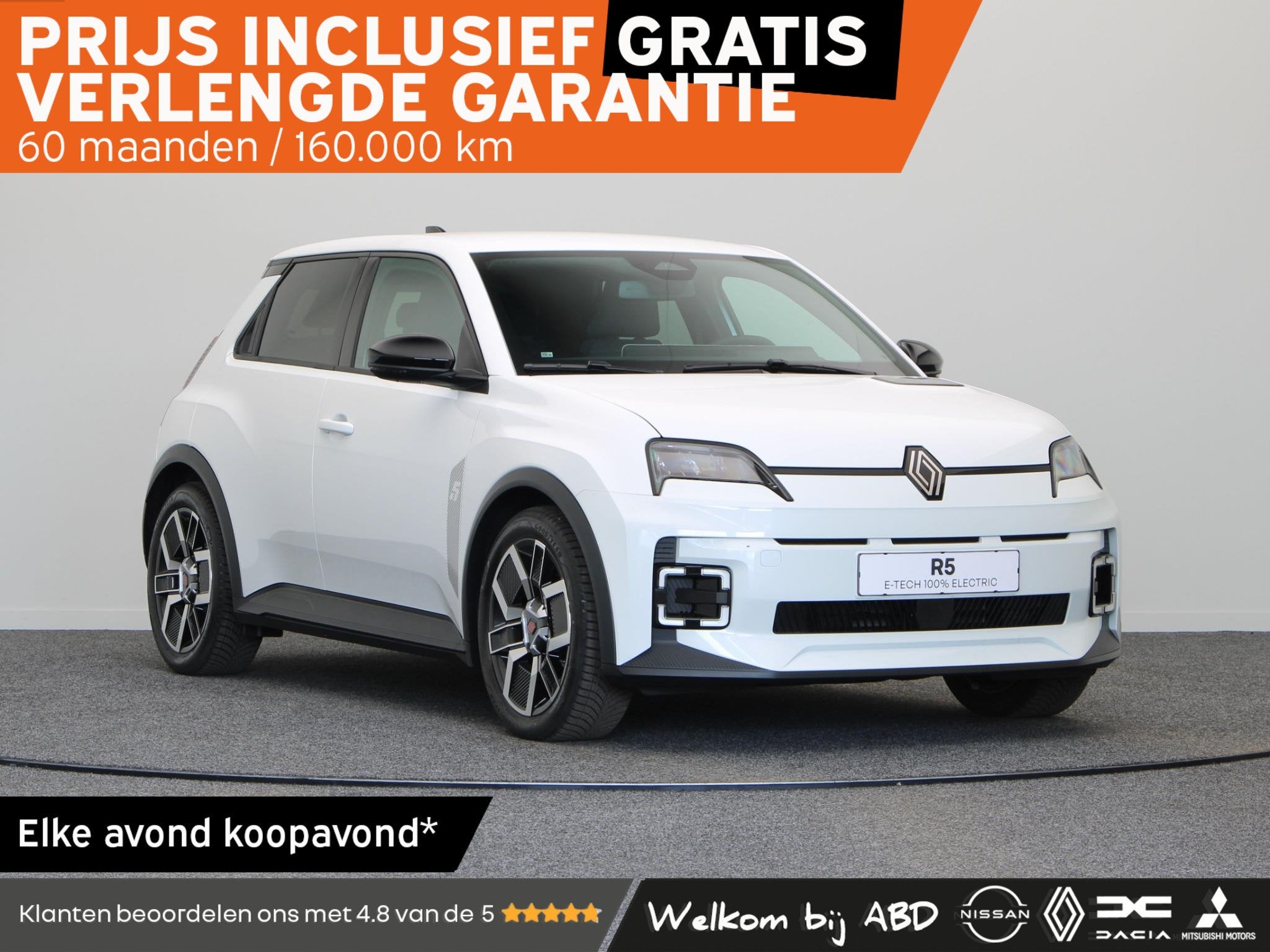 Renault 5 comfort range techno 52 kWh | Vijf jaar garantie |, Auto's, Dealer onderhouden, Stof, Wit, Origineel Nederlands
