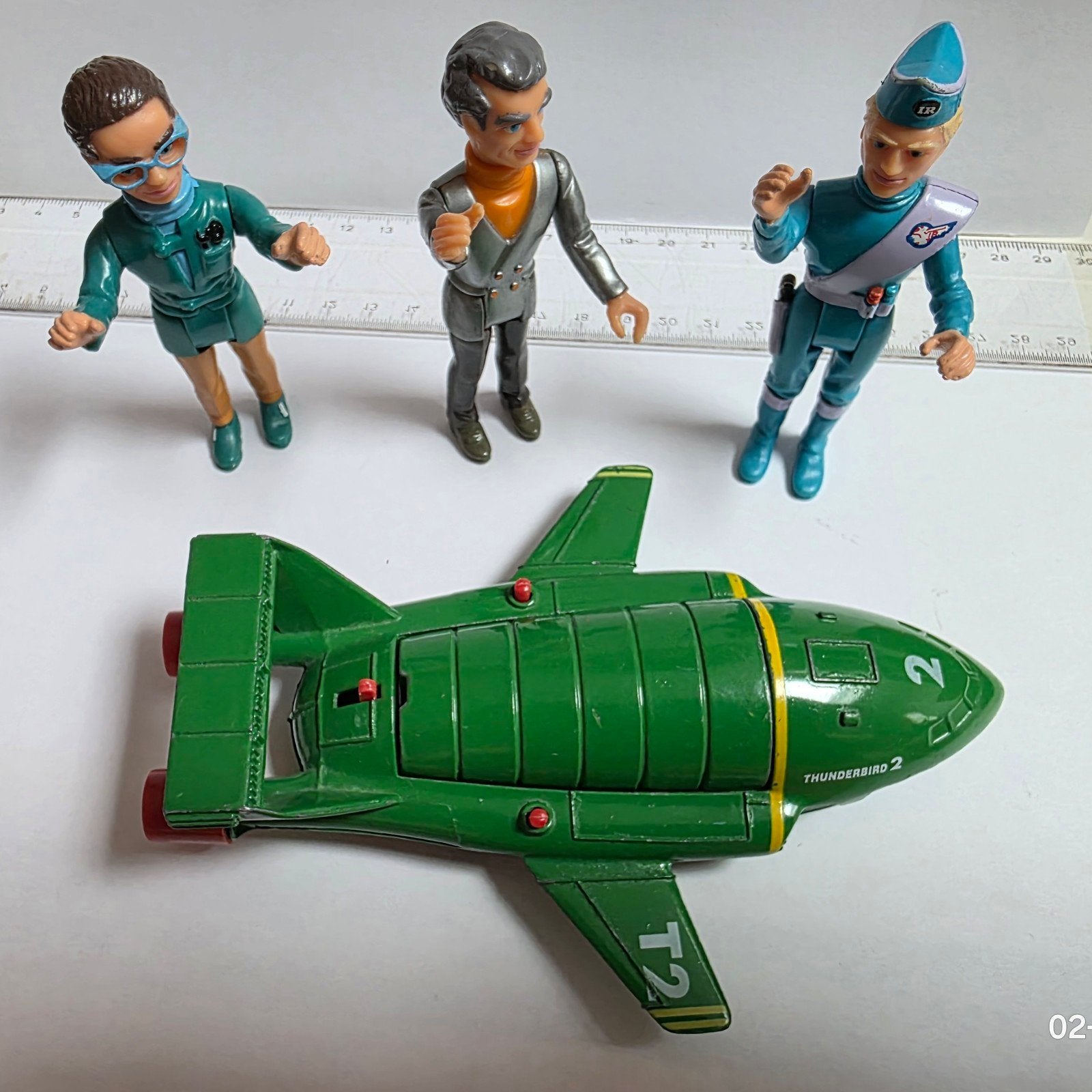 Thunderbirds 2 met 3 actiefiguren - Vintage speelgoed, Kinderen en Baby's, Speelgoed | Actiefiguren, Ophalen of Verzenden