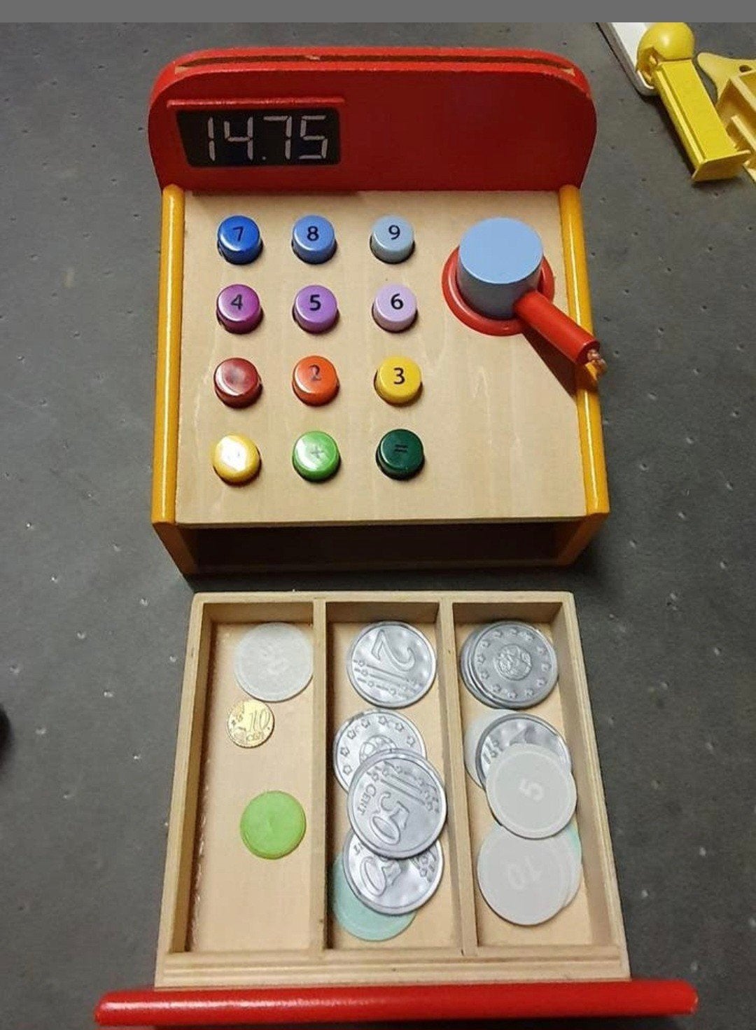 Houten kinder kassa met scanner winkeltje te spelen., Ophalen