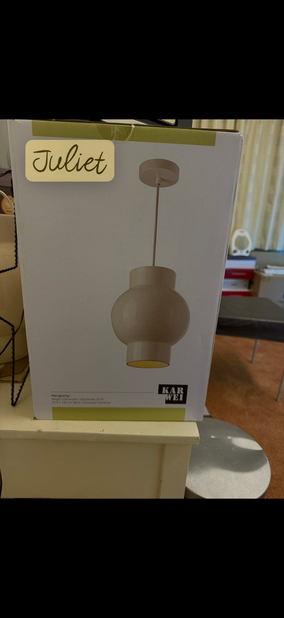 KARWEI Hanglamp Juliet - Beige Nieuw in doos 2 stuks, Huis en Inrichting, Ophalen, Nieuw, Metaal, E27 (groot)