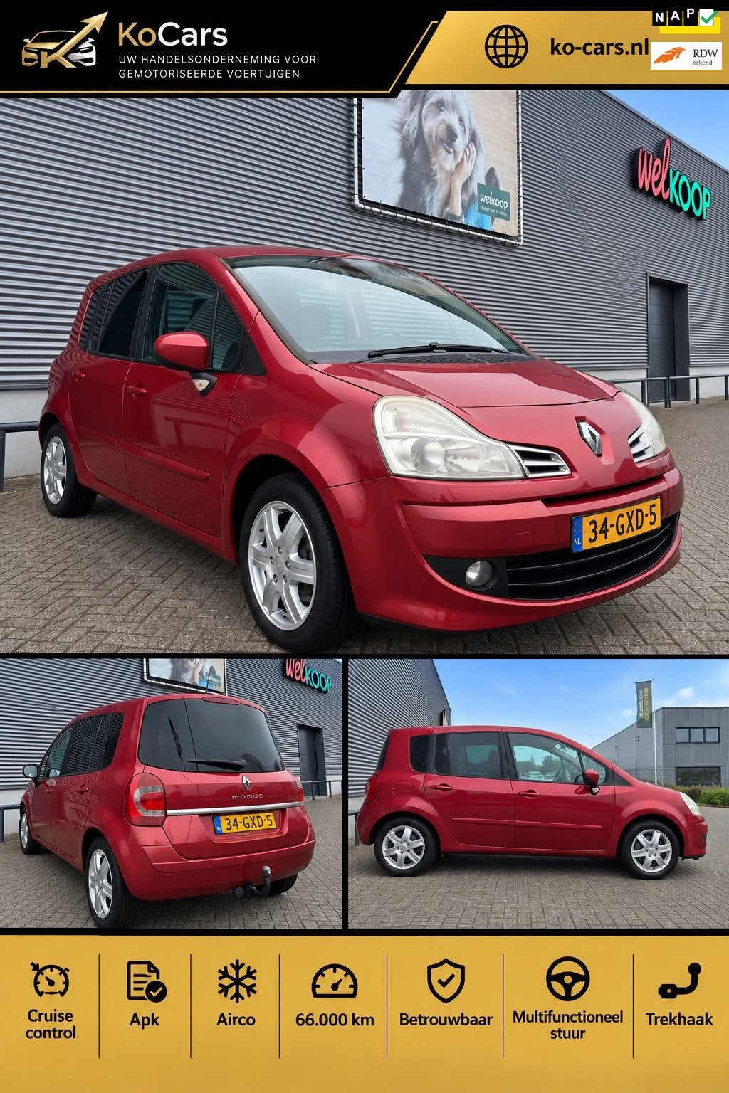Renault Grand Modus / Apk / Airco / Cruise / Pano / Lage km, Auto's, Voorwielaandrijving, Dealer onderhouden, 101 pk, 4 cilinders