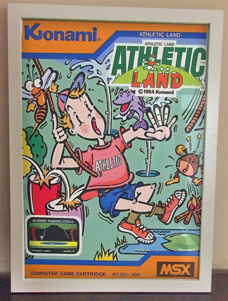 MSX KONAMI - Athletic Land Poster in Frame, Verzenden, Nieuw, A1 t/m A3, Film en Tv