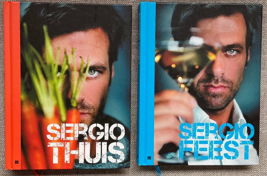 2 kookboeken van Sergio Herman, Sergio Thuis en Sergio feest, Ophalen of Verzenden, Gelezen, Sergio Herman