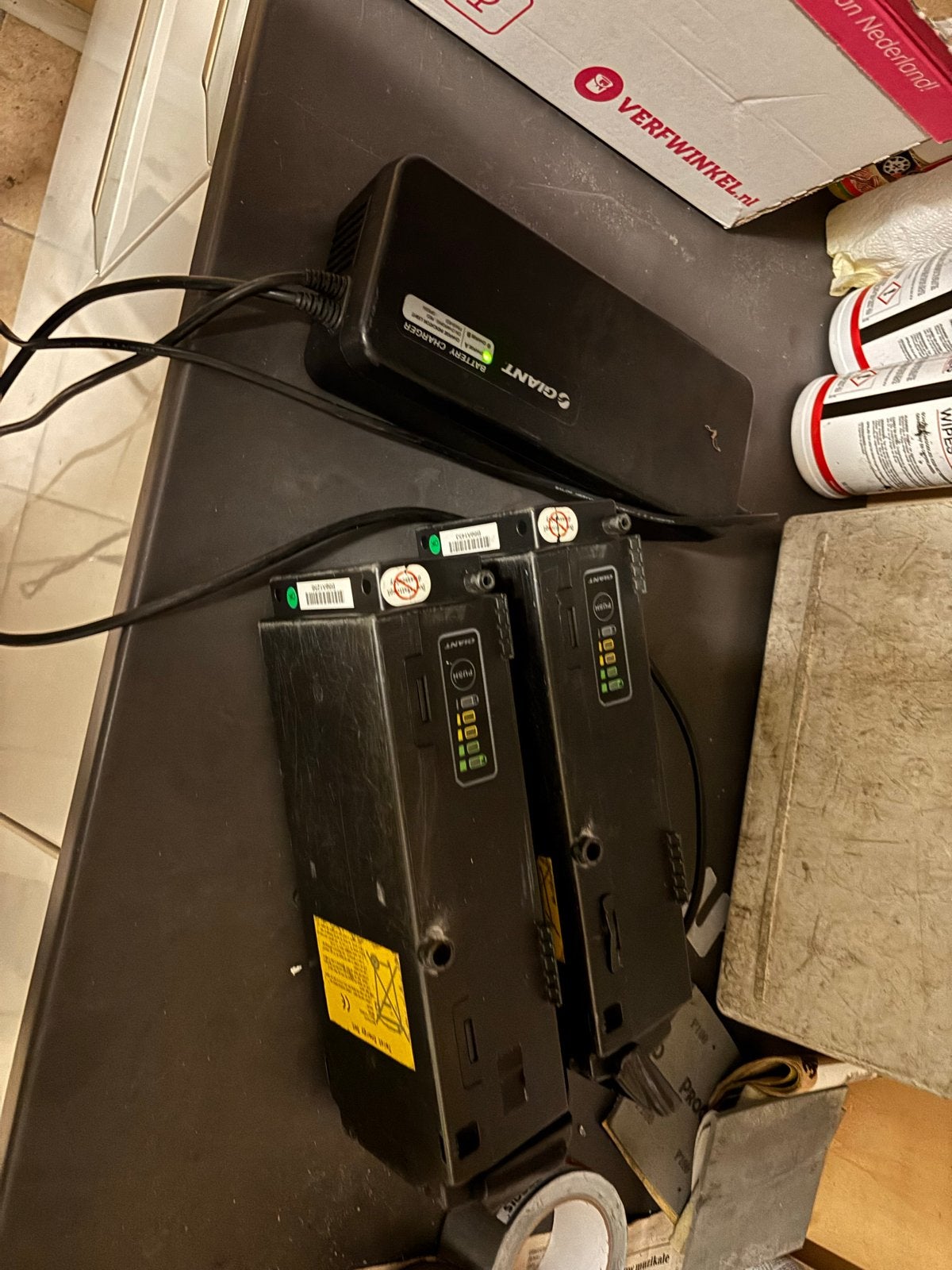 Giant Li-Ion E-bike accu's (2 stuks) met lader, Gebruikt