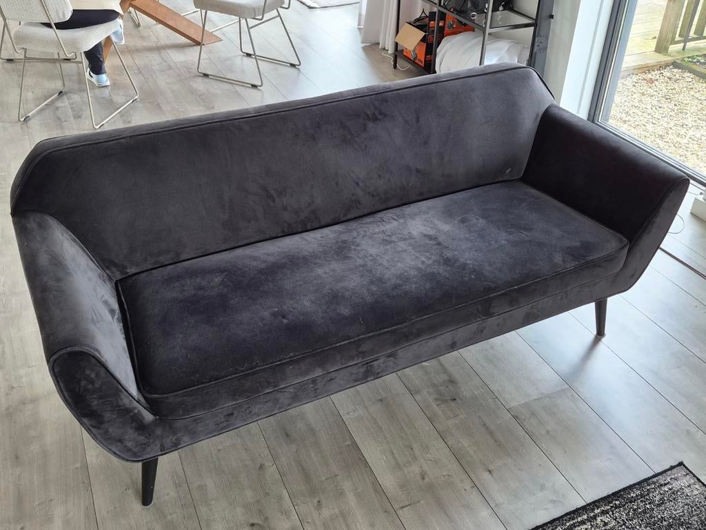 Woood fluwelen driepersoonsbank - zwart, 186x78x77 cm, Ophalen, Gebruikt, Modern, Scandinavisch, 150 tot 200 cm