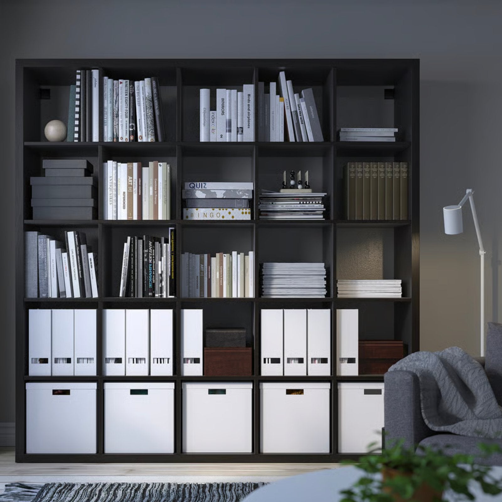 Grote IKEA KALLAX Vakkenkast (5x5) Zwartbruin 182x182 cm, Huis en Inrichting, Ophalen, Met plank(en), Gebruikt, 150 tot 200 cm
