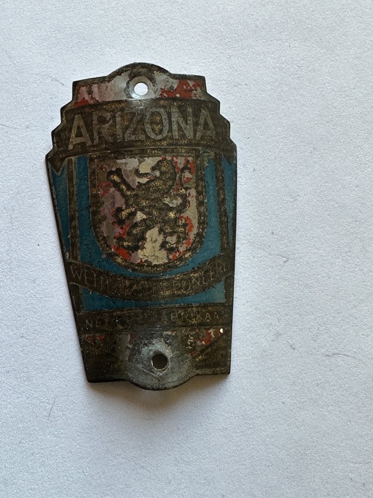Oud Arizona balhoofdplaatje. Balhoofd plaatje., Arizona, Gebruikt, Overige typen, Ophalen of Verzenden